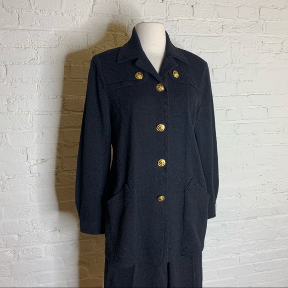 Vtg 80’s Don Sayres for Welmore Black Santana Knit Jacket Pants Set Sz 8 10 - Picture 2 of 11